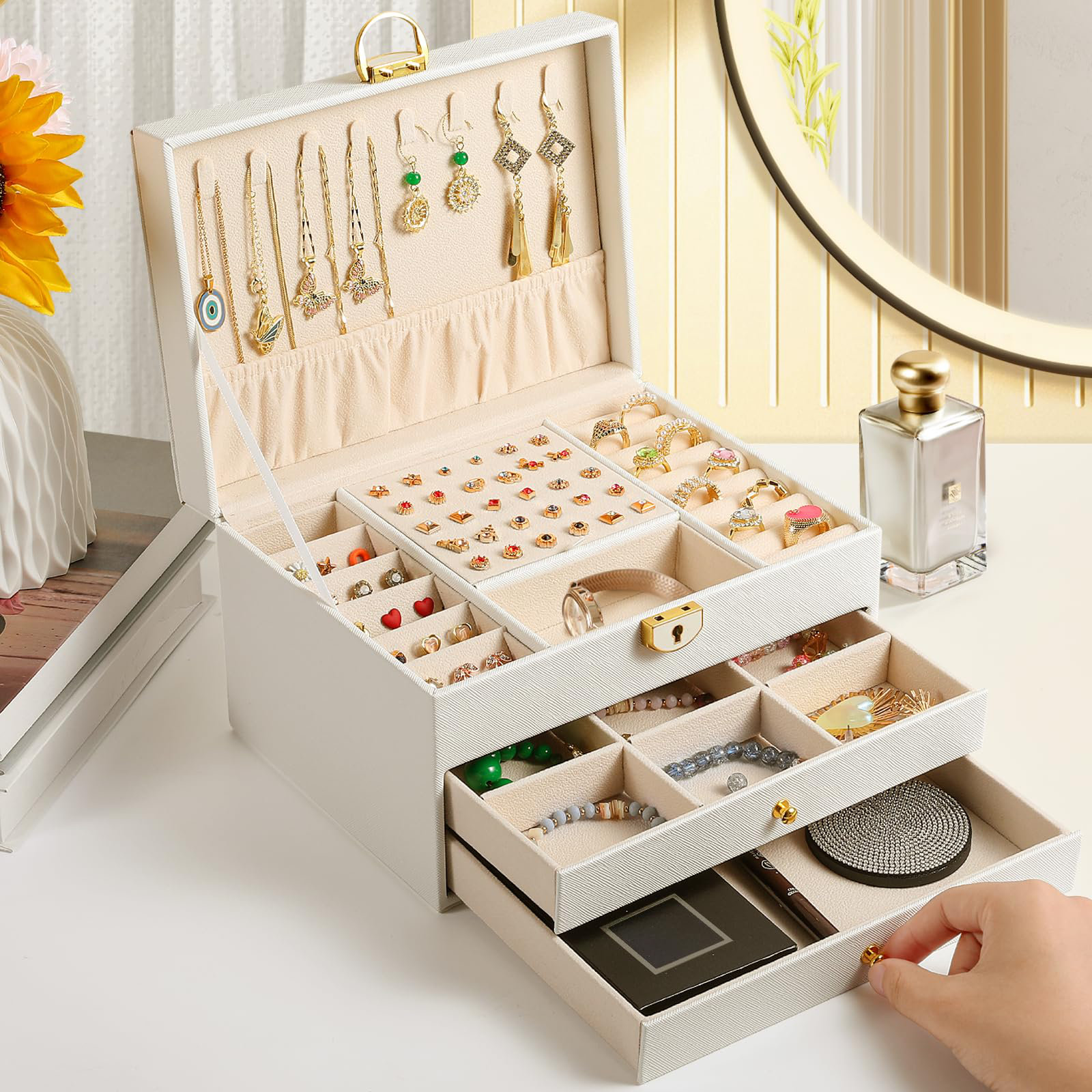 Mercer41 3 Layer Jewelry Box, Jewelry Holder Organizer With